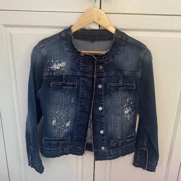 Jean jacket with Rhinestones and sequins - Picture 1 of 2